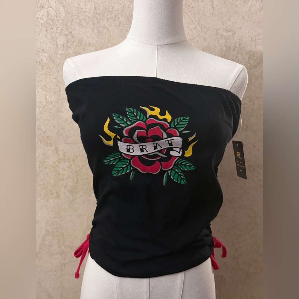 Ruby & Lace on Strapless Graphic “BRAT” Tank Top